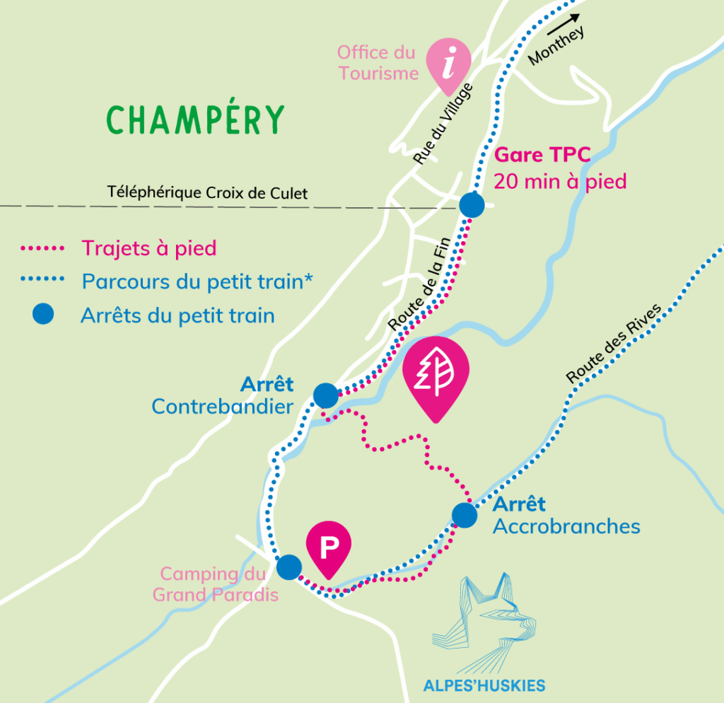 Plan d'accès à l'Organic Adventure Park à Champéry